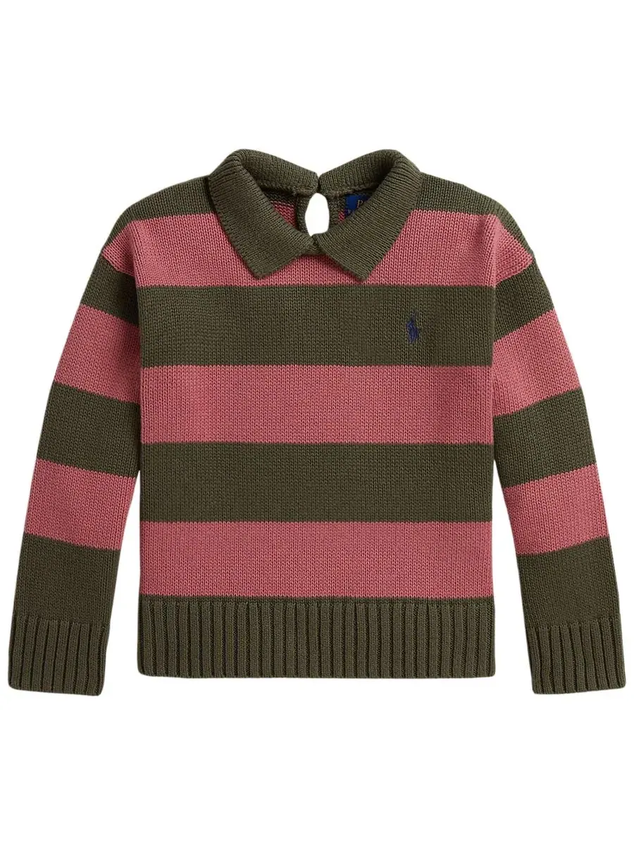 Свитер-поло с длинным рукавом и полосками Polo Ralph Lauren