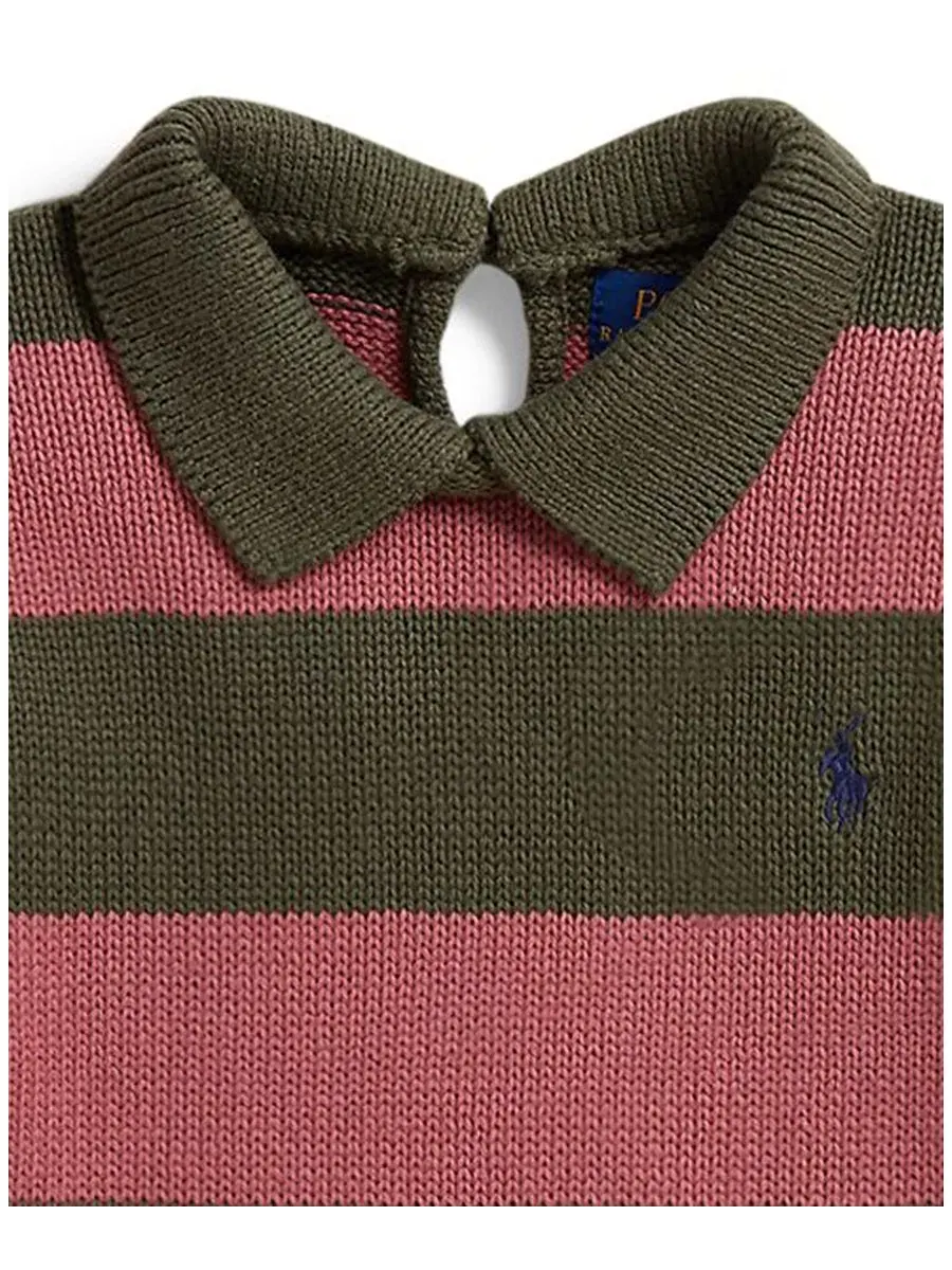 Свитер-поло с длинным рукавом и полосками Polo Ralph Lauren — изображение 3 из 3, оливковый мульти