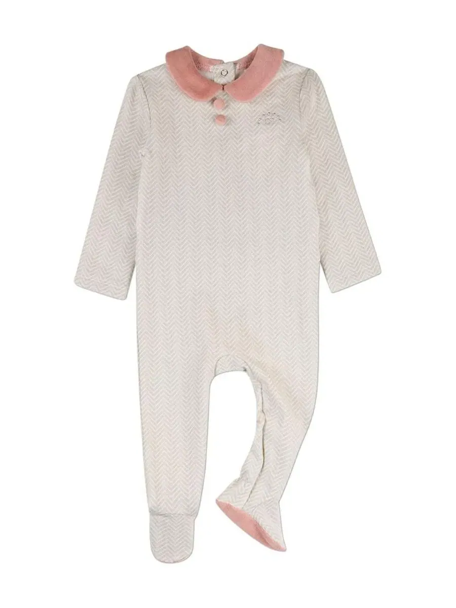 Боди с длинным рукавом Chevron-Print Cotton-Rich Footie MeMoi — изображение 1 из 3, розовый