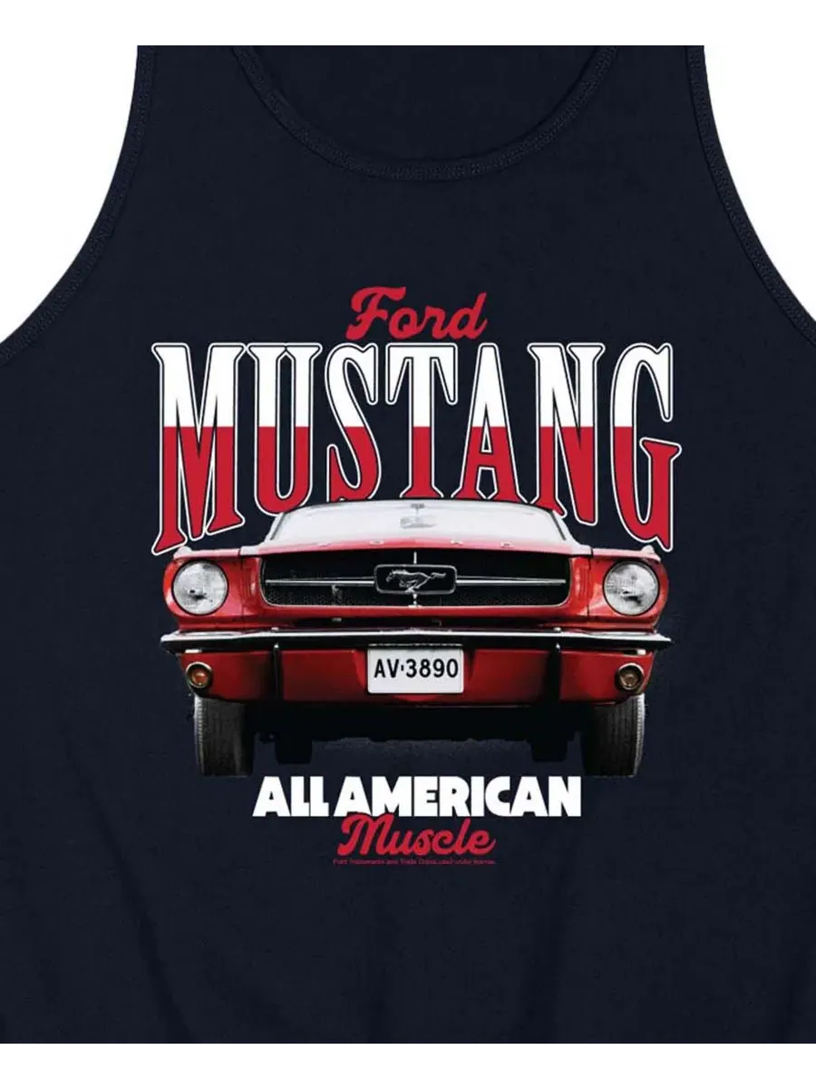 Мужская майка без рукавов с графическим изображением Ford Mustang 1965 года Airwaves — изображение 3 из 3, темно-синий