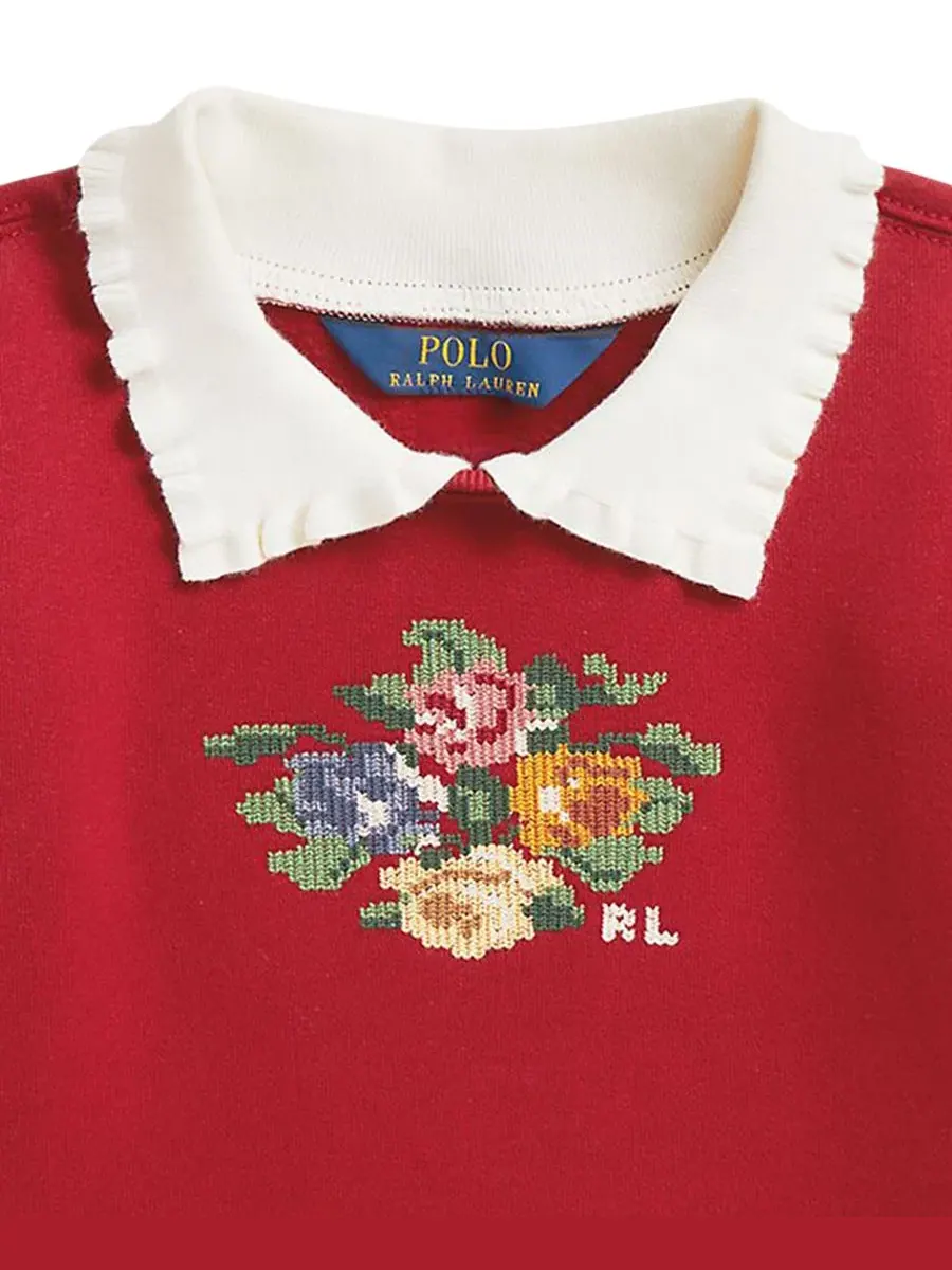 Свитшот с воротником-поло и цветочным принтом Polo Ralph Lauren — изображение 3 из 3, красный
