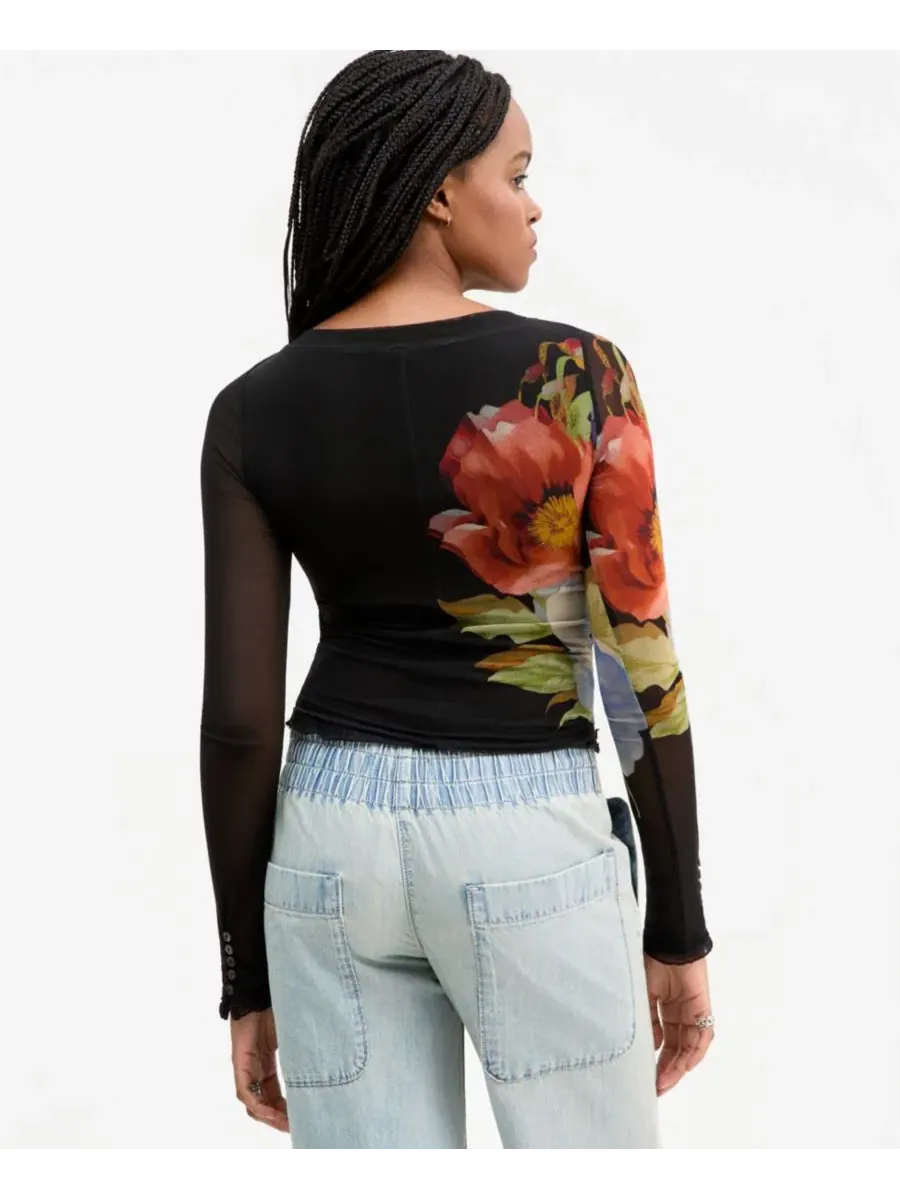 Лонгслив с принтом Lilly Printed Long-Sleeve Top Free People — изображение 4 из 4, черный