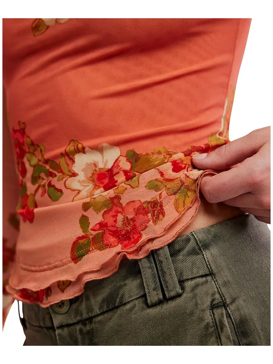 Топ с длинным рукавом с принтом Lilly Free People, Apricot Combo — изображение 4 из 5