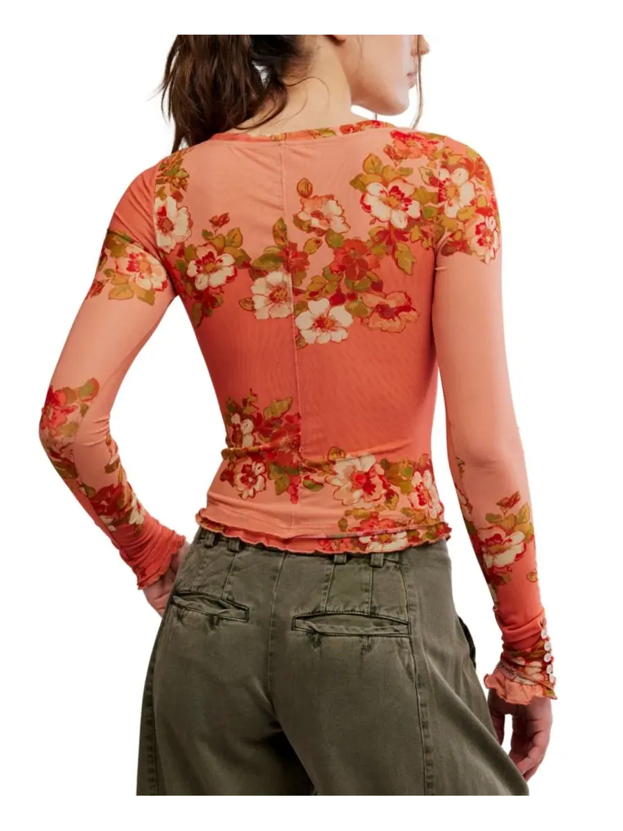 Топ с длинным рукавом с принтом Lilly Free People, Apricot Combo — изображение 5 из 5