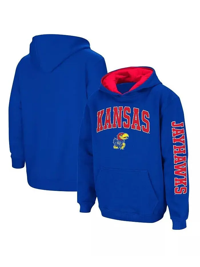 Пуловер с капюшоном Big Boys Royal Kansas Jayhawks 2-Hit Team Colosseum — изображение 1 из 4, королевский