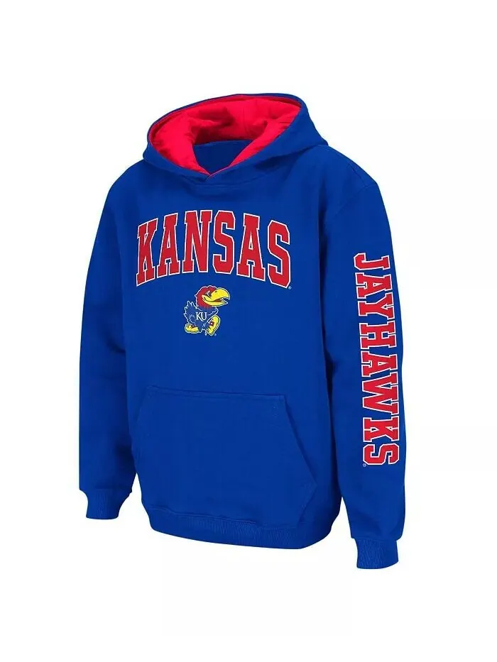 Пуловер с капюшоном Big Boys Royal Kansas Jayhawks 2-Hit Team Colosseum — изображение 2 из 4, королевский
