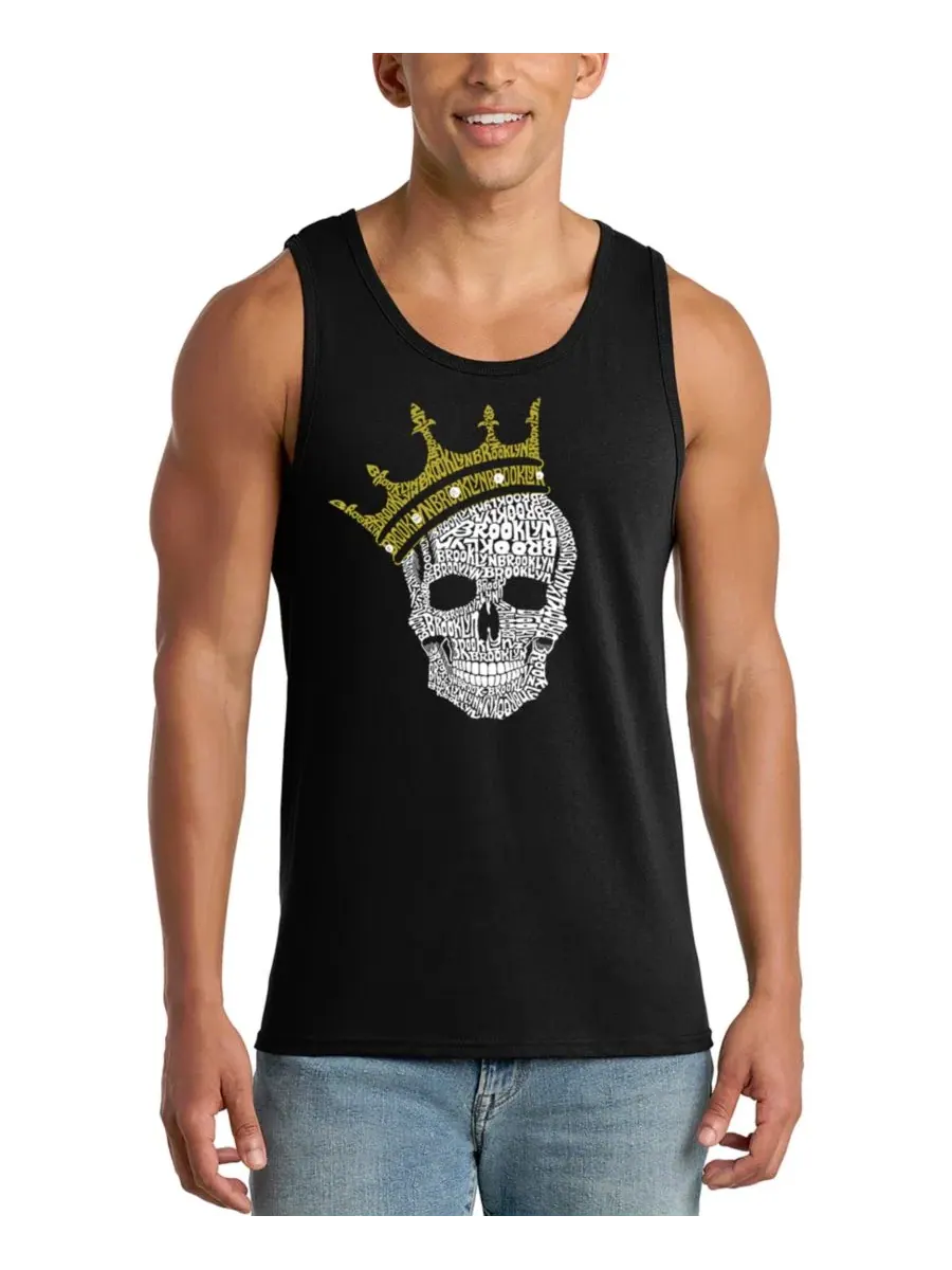 Мужская майка с принтом Crowned Skull Word Art LA Pop Art — изображение 1 из 4, черный