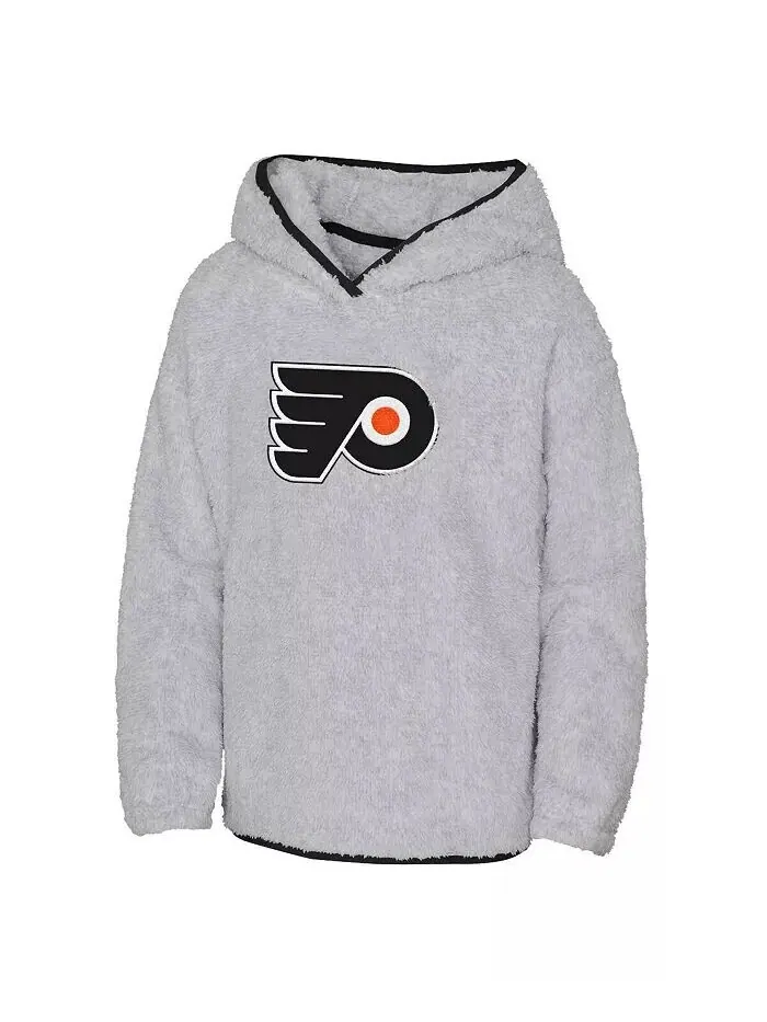 Флисовый пуловер с капюшоном Big Girls Heather Grey Philadelphia Flyers Ultimate Teddy Outerstuff — изображение 2 из 3, серый