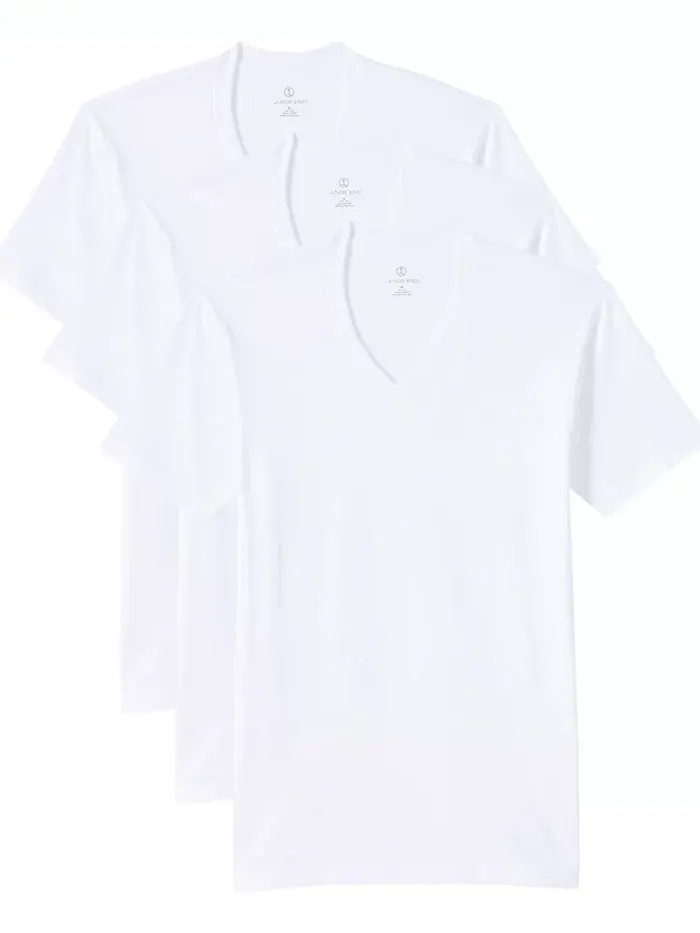 Мужская майка с V-образным вырезом, 3 шт Lands' End — изображение 2 из 3, белый