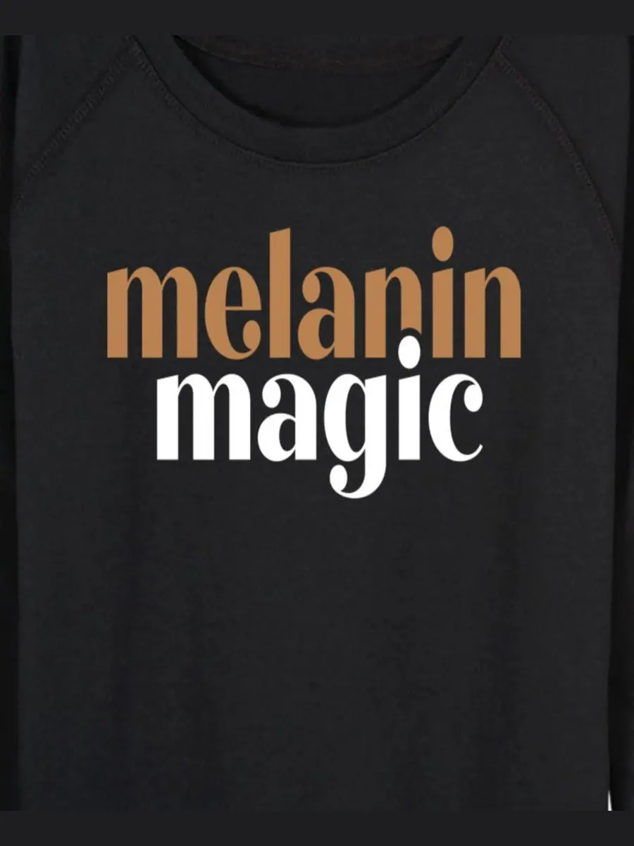 Женская футболка с длинными рукавами Instant Message Melanin Magic из французского махрового — изображение 2 из 3, черный