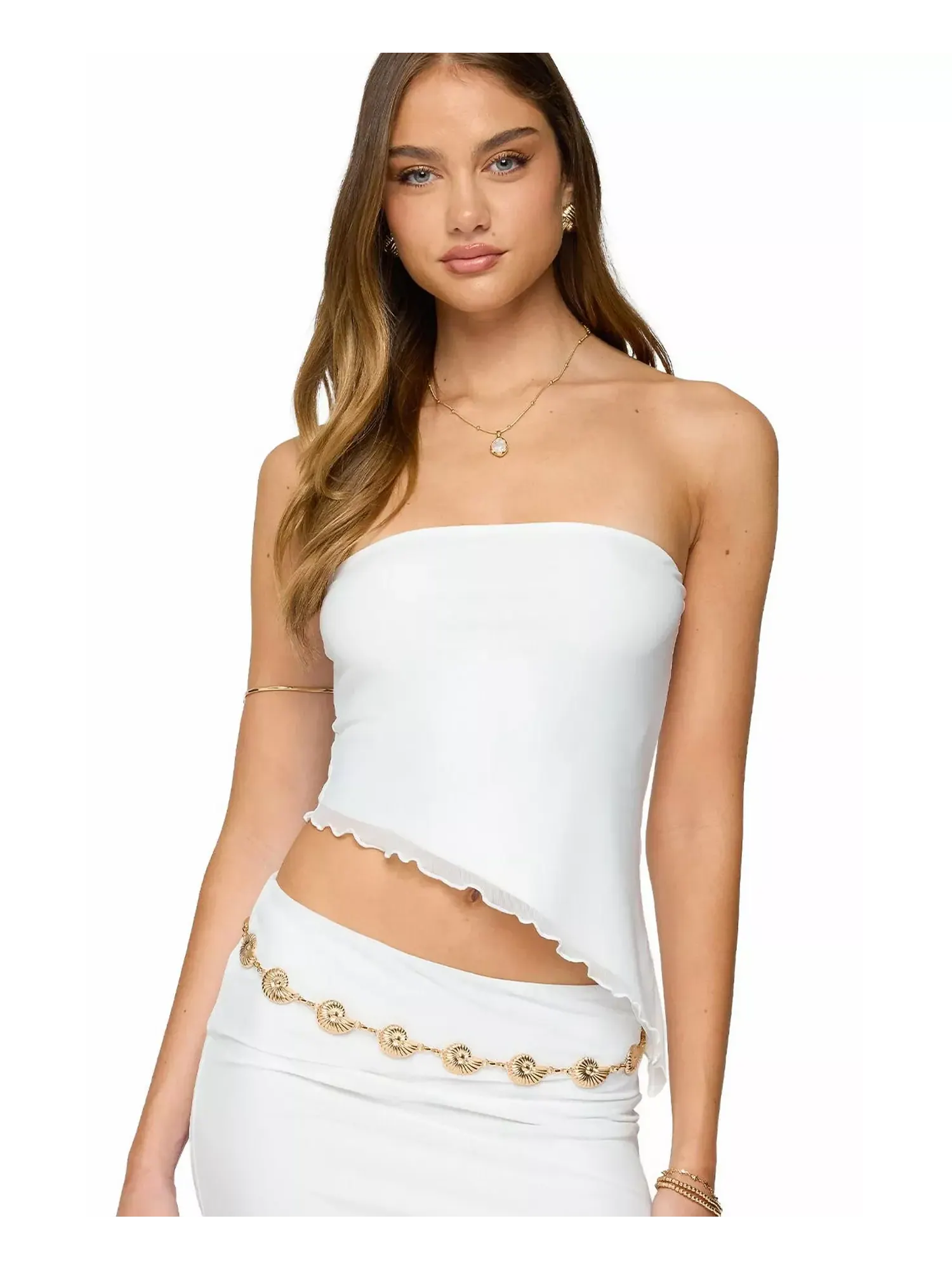 Топ Edikted Vivi Mesh Asymmetric Tube