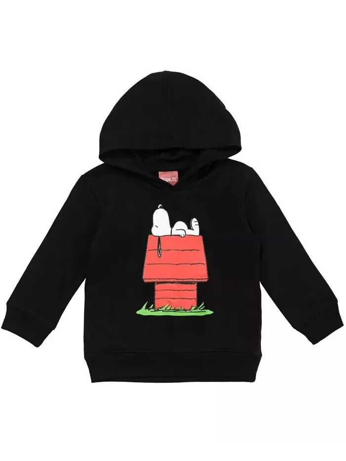 Флисовый пуловер с капюшоном Snoopy для мальчиков от малышей до больших детей Peanuts — изображение 1 из 5, черный