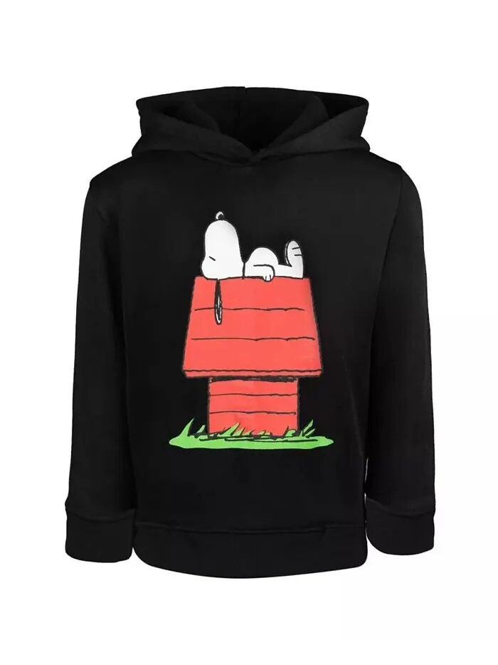 Флисовый пуловер с капюшоном Snoopy для мальчиков от малышей до больших детей Peanuts — изображение 2 из 5, черный