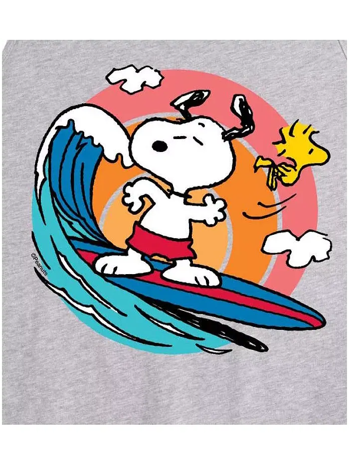 Мужская майка-джерси Hybrid Apparel Snoopy Woodstock Surf AIRWAVES — изображение 3 из 3, приглушенный