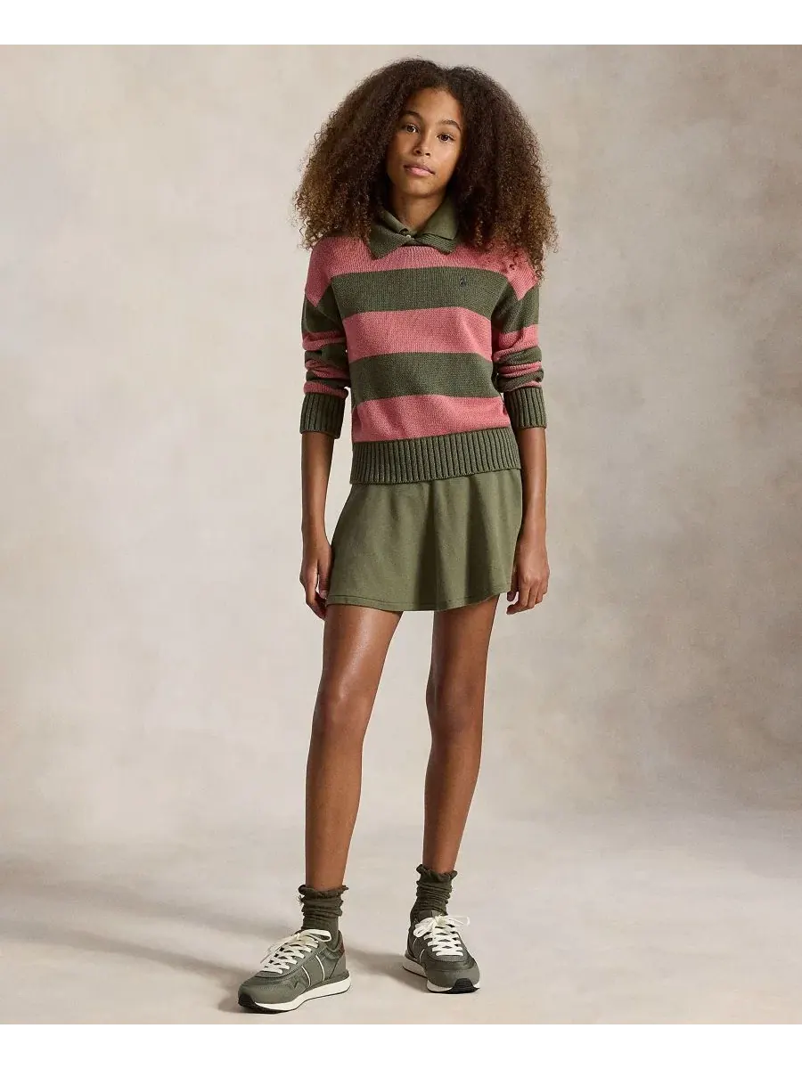 Свитер-поло с длинным рукавом, модель Striped Long-Sleeve Polo Sweater Polo Ralph Lauren — изображение 2 из 6