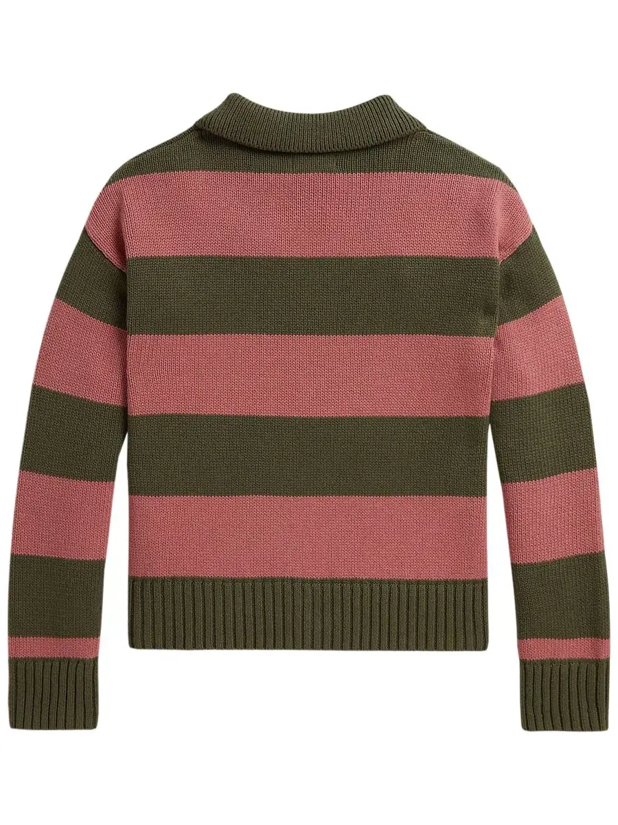 Свитер-поло с длинным рукавом, модель Striped Long-Sleeve Polo Sweater Polo Ralph Lauren — изображение 5 из 6
