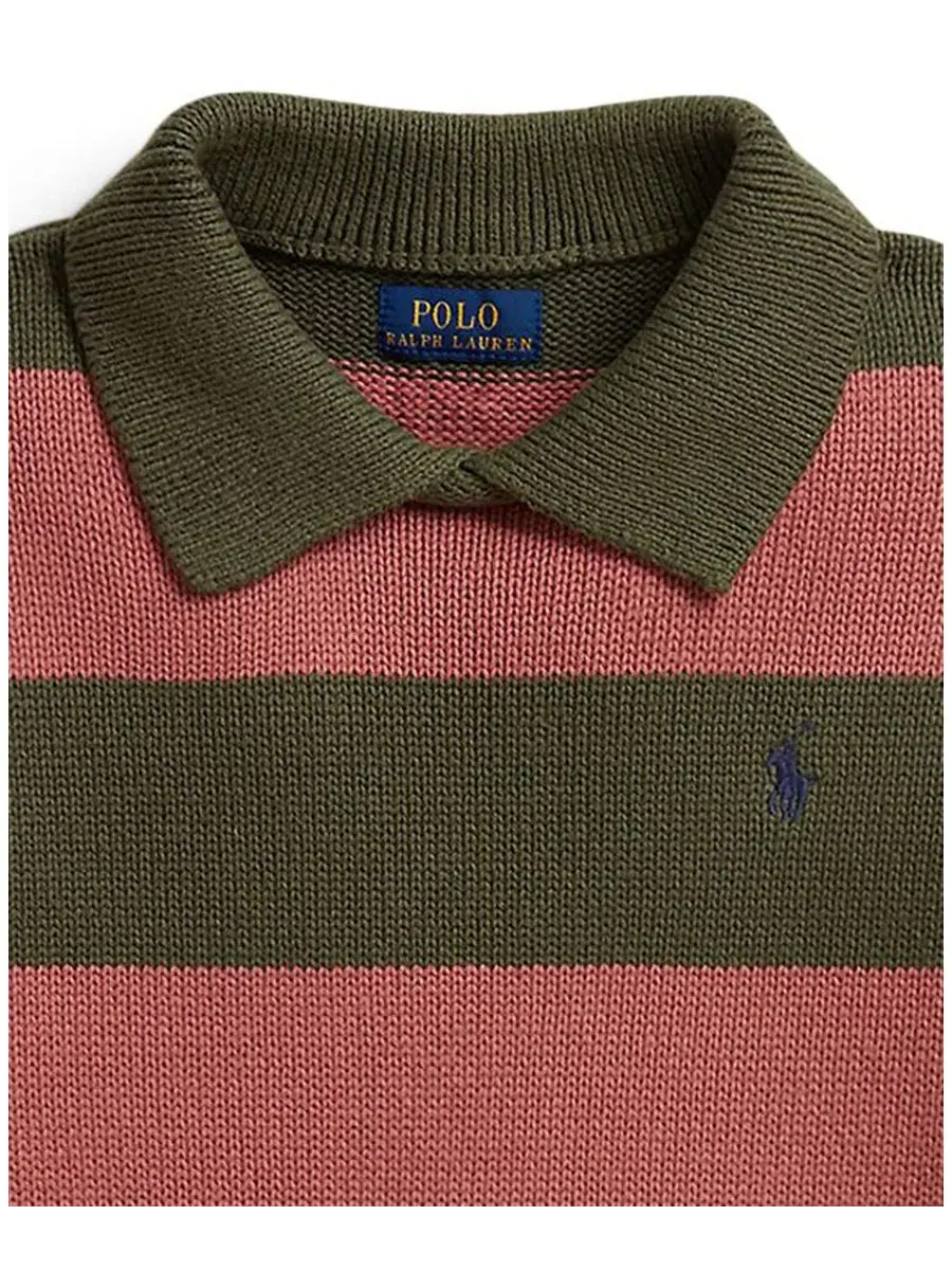 Свитер-поло с длинным рукавом, модель Striped Long-Sleeve Polo Sweater Polo Ralph Lauren — изображение 6 из 6