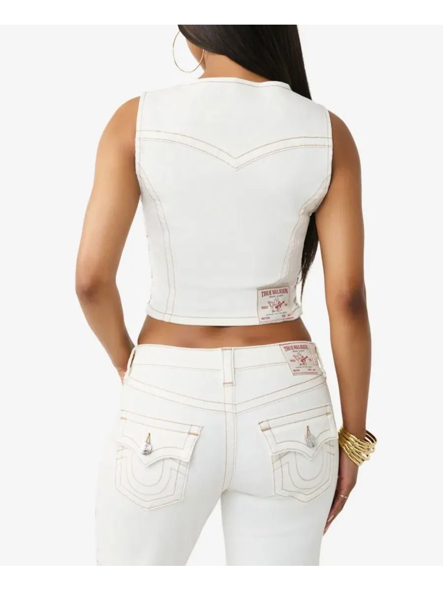 Женский джинсовый топ со шнуровкой True Religion — изображение 3 из 3, белый