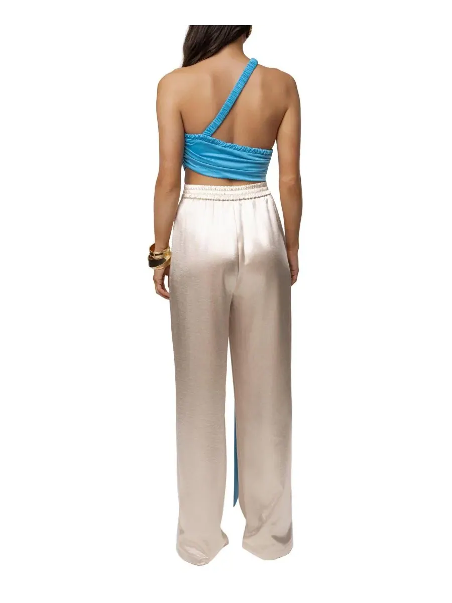 Асимметричный топ с одним рукавом Spotlight Draped JLUXLABEL — изображение 4 из 10, синий
