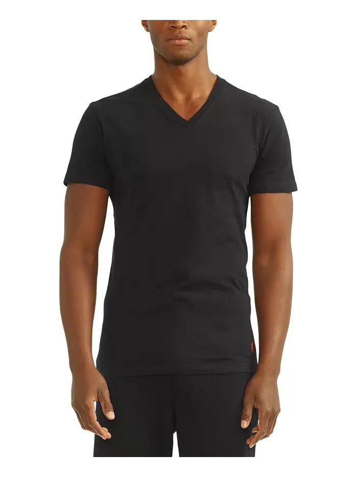 Мужские майки с V-образным вырезом Slim Fit, 3 шт Polo Ralph Lauren — изображение 4 из 4, черный