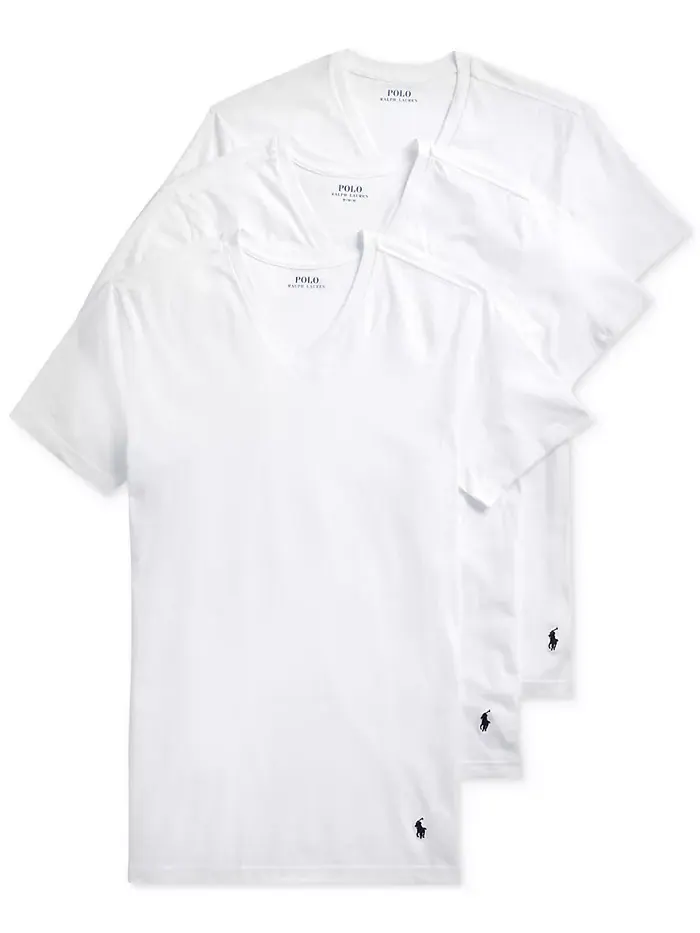 Мужские майки с V-образным вырезом Slim Fit, 3 шт Polo Ralph Lauren — изображение 1 из 6, белый