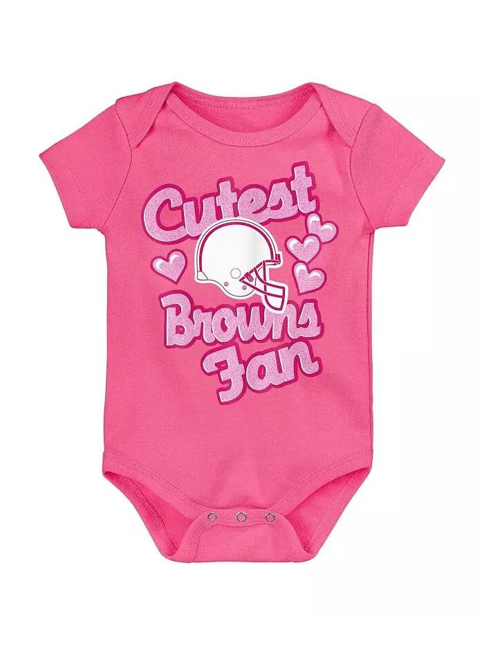 Боди для мальчиков и девочек Cleveland Browns, милейший фанатский комбинезон с сердечками — изображение 1 из 1, розовый