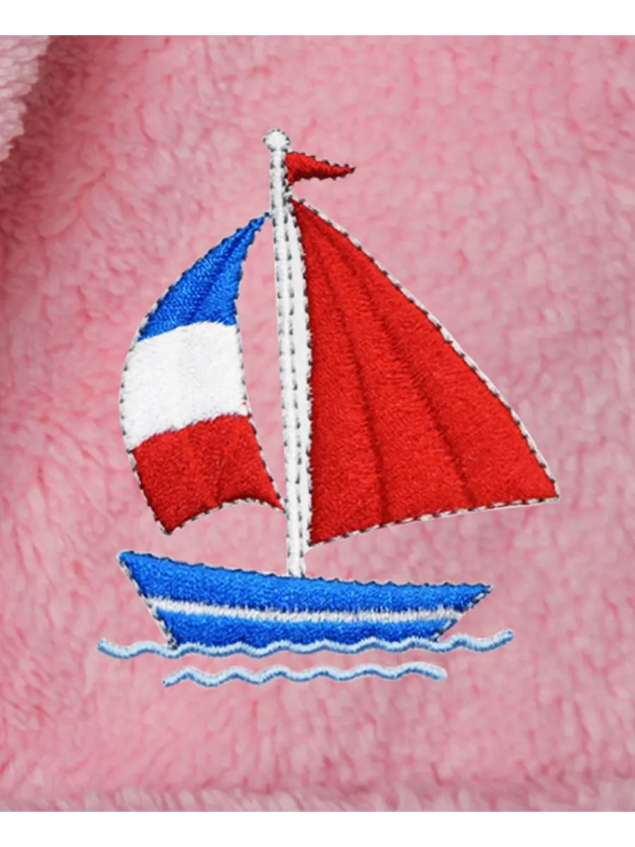 Детский суперплюшевый двусторонний банный халат Boat Kids с капюшоном Linum Home — изображение 2 из 3, розовый
