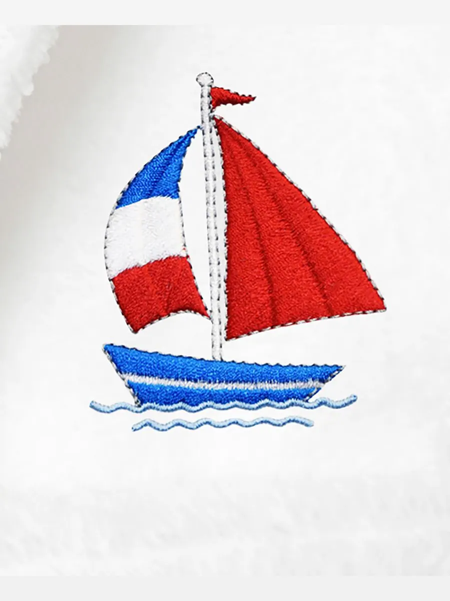 Детский суперплюшевый двусторонний банный халат Boat Kids с капюшоном Linum Home — изображение 2 из 3, белый