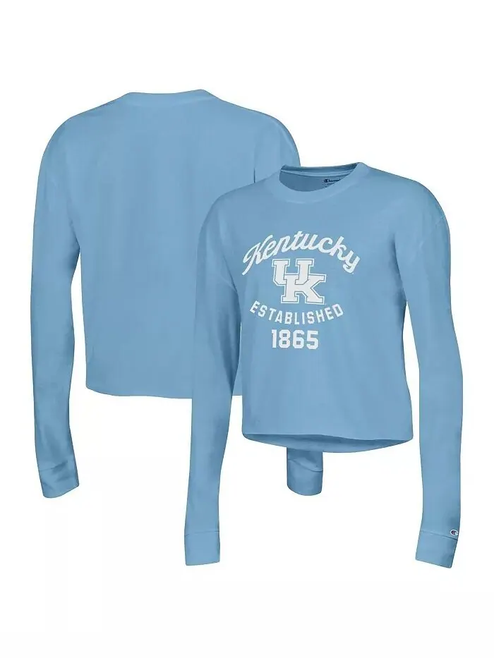 Синяя женская укороченная футболка с длинным рукавом Kentucky Wildcats Boyfriend Champion