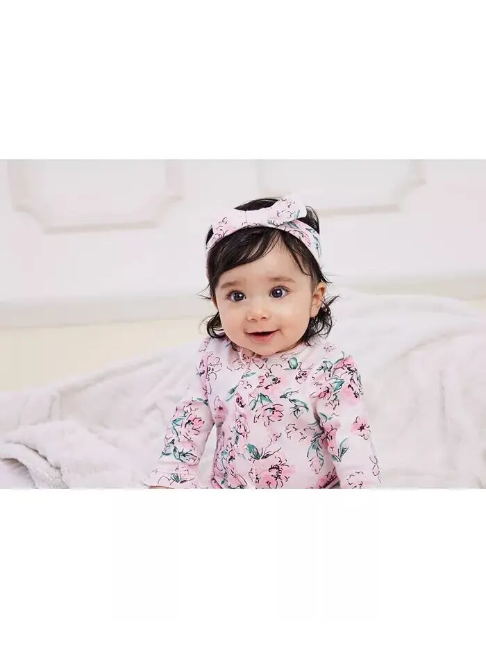 Комбинезон на ножках с цветочным принтом Baby Girls Dream и повязка на голову, комплект из 2 — изображение 4 из 5