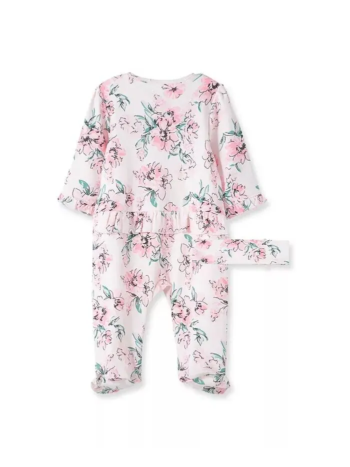 Комбинезон на ножках с цветочным принтом Baby Girls Dream и повязка на голову, комплект из 2 — изображение 5 из 5