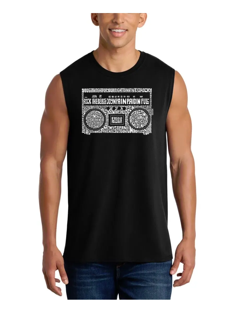 Мужская майка с принтом бумбокса, модель Vintage Boombox Graphic Tank Top LA Pop Art — изображение 1 из 4, черный