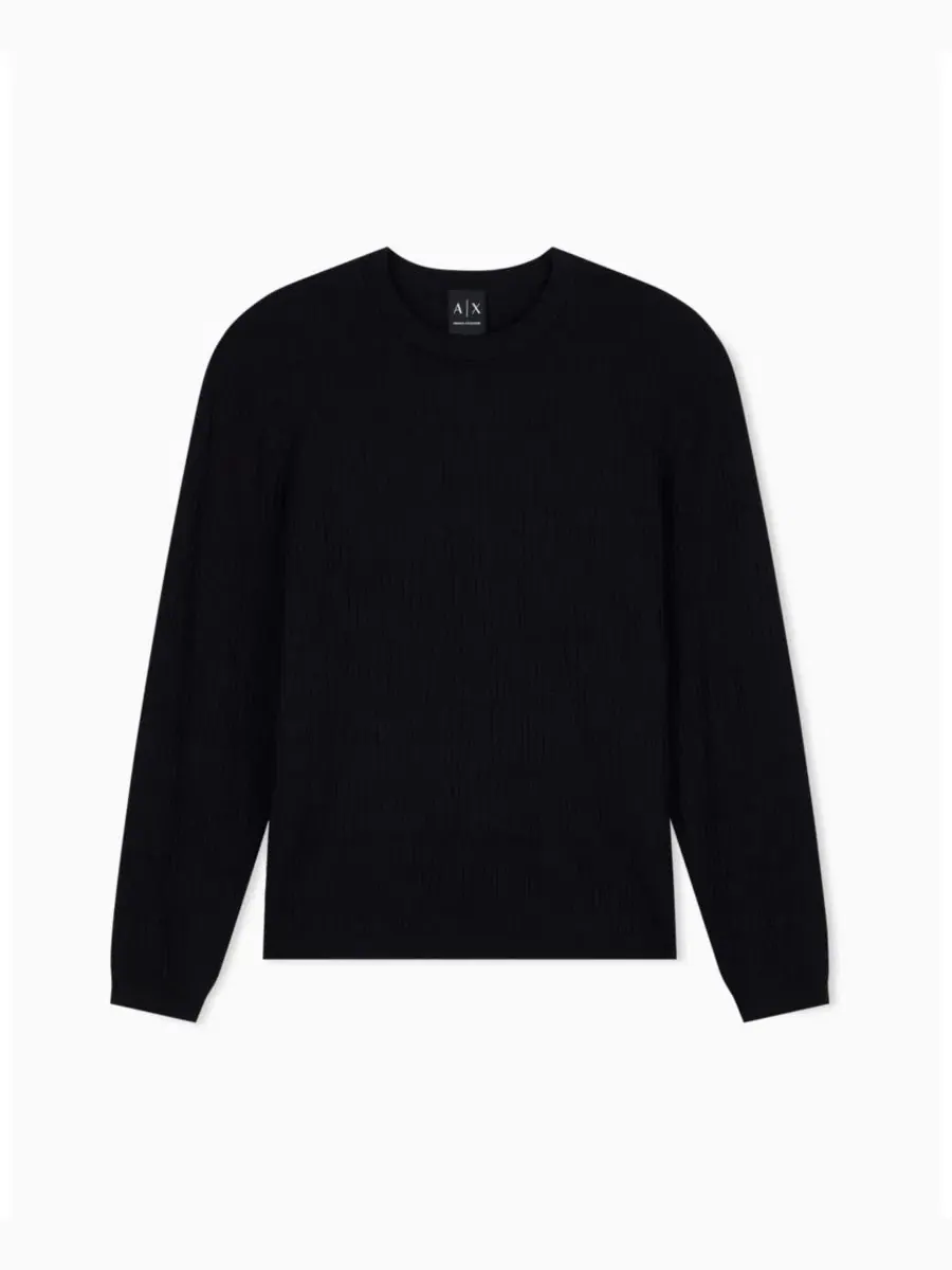 Свитер с длинным рукавом, с принтом, модель All Over Logo A|X Armani Exchange — изображение 1 из 3, черный