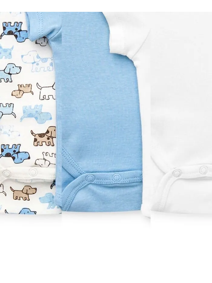 Боди Cute Pupies для маленьких мальчиков, 3 шт. Little Me — изображение 3 из 4, синий мульти