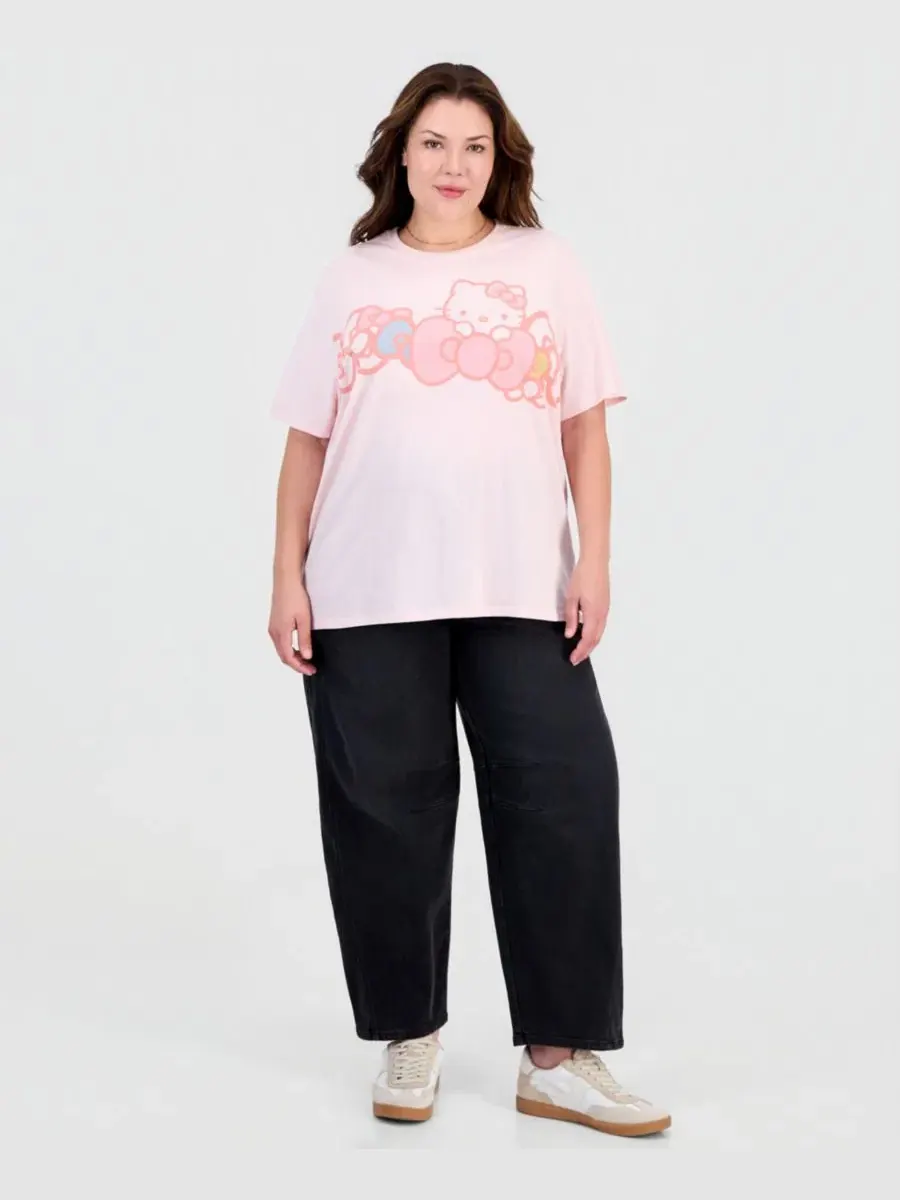 Футболка с длинным рукавом Hello Kitty Bow Graphic Print Love Tribe — изображение 2 из 4, розовый