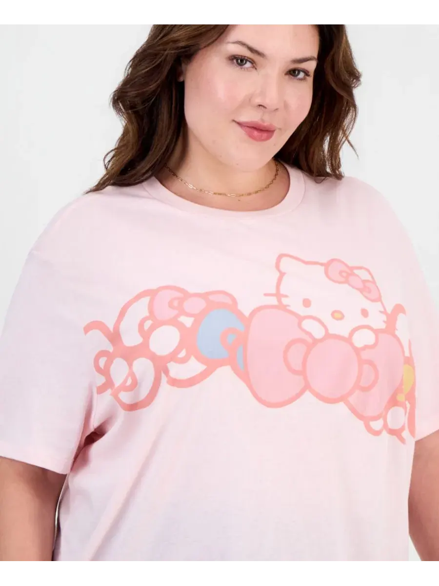 Футболка с длинным рукавом Hello Kitty Bow Graphic Print Love Tribe — изображение 3 из 4, розовый