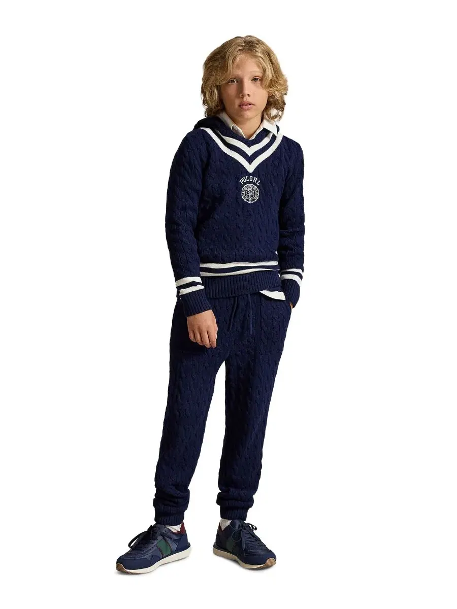 Свитер с капюшоном Boys' 8-20 Hooded Cricket Sweater Polo Ralph Lauren — изображение 2 из 5, темно-синий