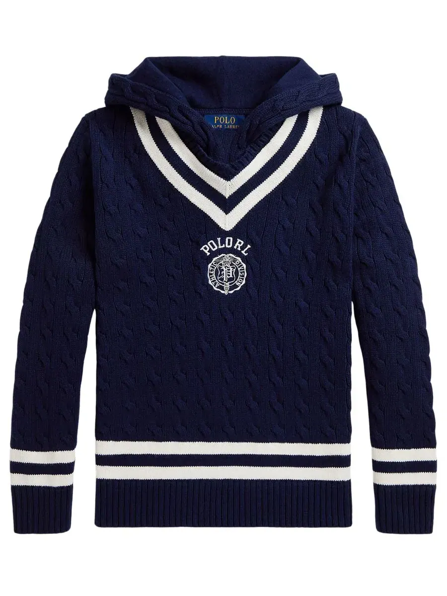 Свитер с капюшоном Boys' 8-20 Hooded Cricket Sweater Polo Ralph Lauren — изображение 4 из 5, темно-синий