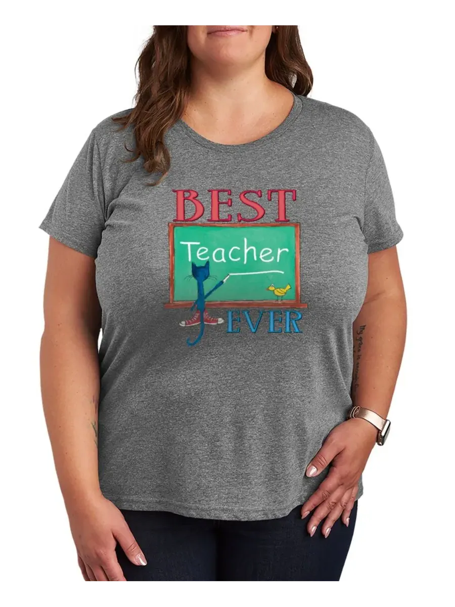 Футболка с длинным рукавом с принтом Pete the Cat Best Teacher Hybrid Apparel