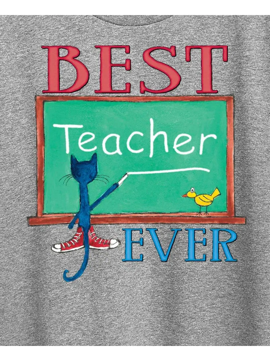 Футболка с длинным рукавом с принтом Pete the Cat Best Teacher Hybrid Apparel — изображение 3 из 3, серый