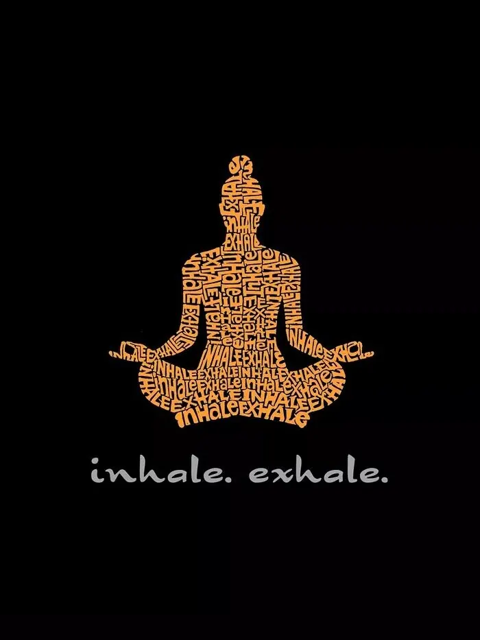 Женская футболка с длинным рукавом Word Art Inhale Exhale LA Pop Art — изображение 3 из 3, черный