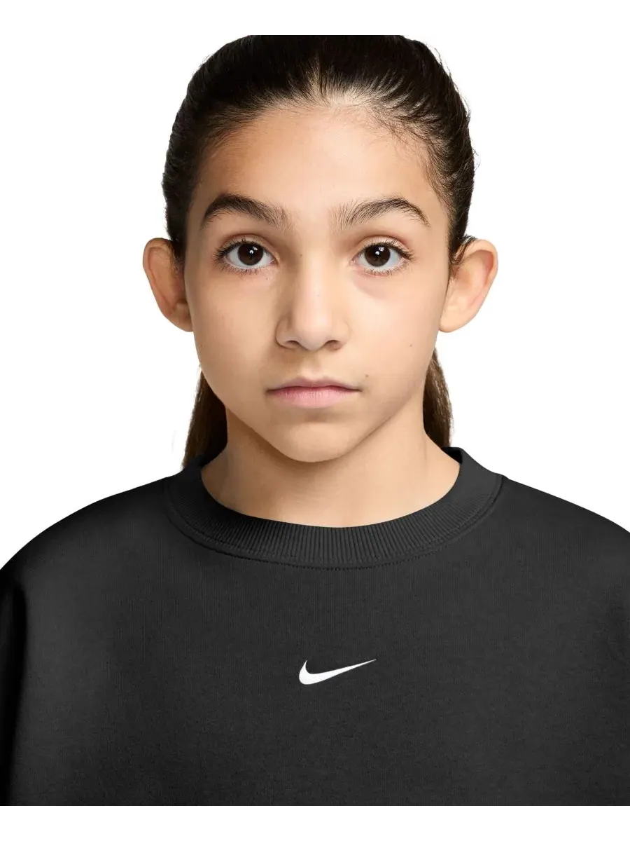 Свитшот с круглым вырезом из флиса Oversized Nike — изображение 2 из 3, черный/белый