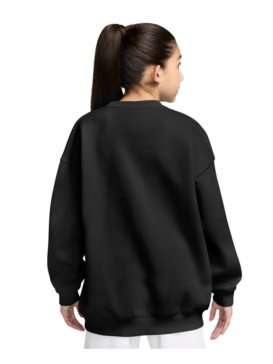 Свитшот с круглым вырезом из флиса Oversized Nike — изображение 3 из 3, черный/белый