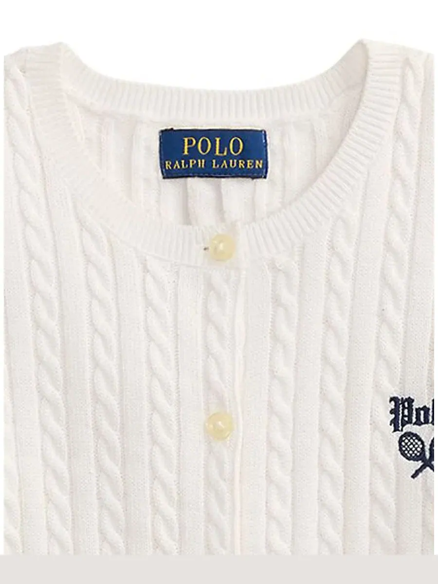 Детский свитер с длинным рукавом US Open Polo Ralph Lauren — изображение 3 из 4, белый