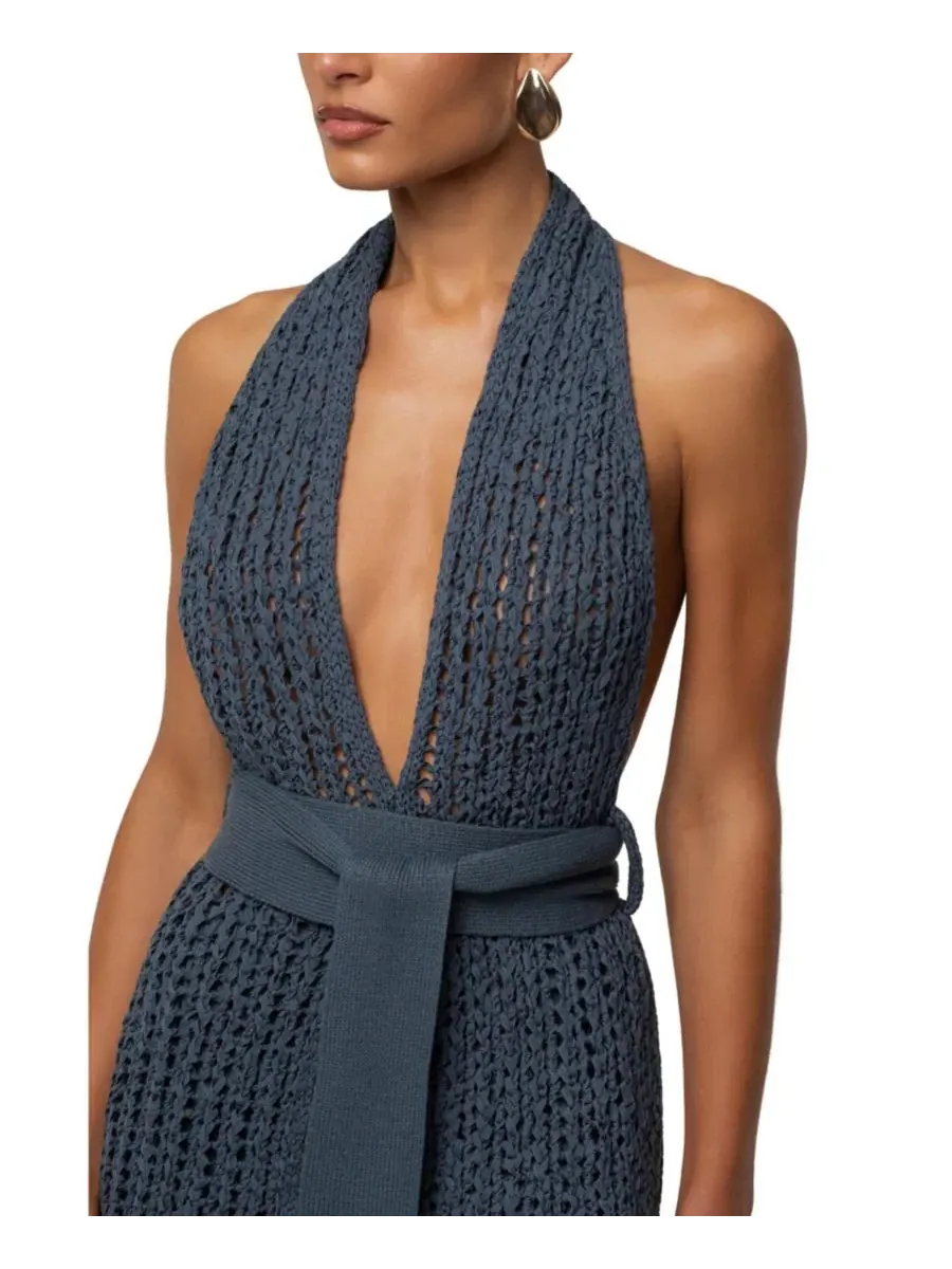 Топ-халтер с открытой спиной из кружева Low Tide Crochet Top JLUXLABEL — изображение 1 из 9, бирюзовый