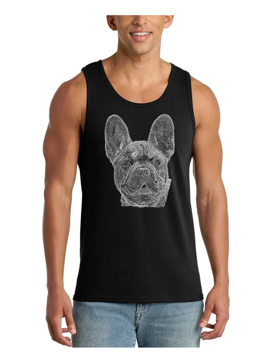 Мужская майка с принтом French Bulldog Face Word Art LA Pop Art — изображение 1 из 4, черный