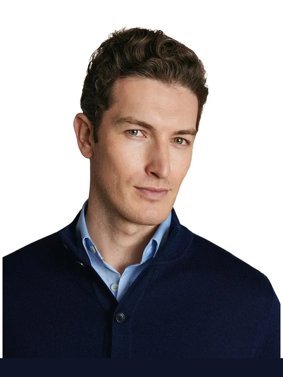 Свитер с шальным воротником Charles Tyrwhitt — изображение 2 из 4, темно-синий