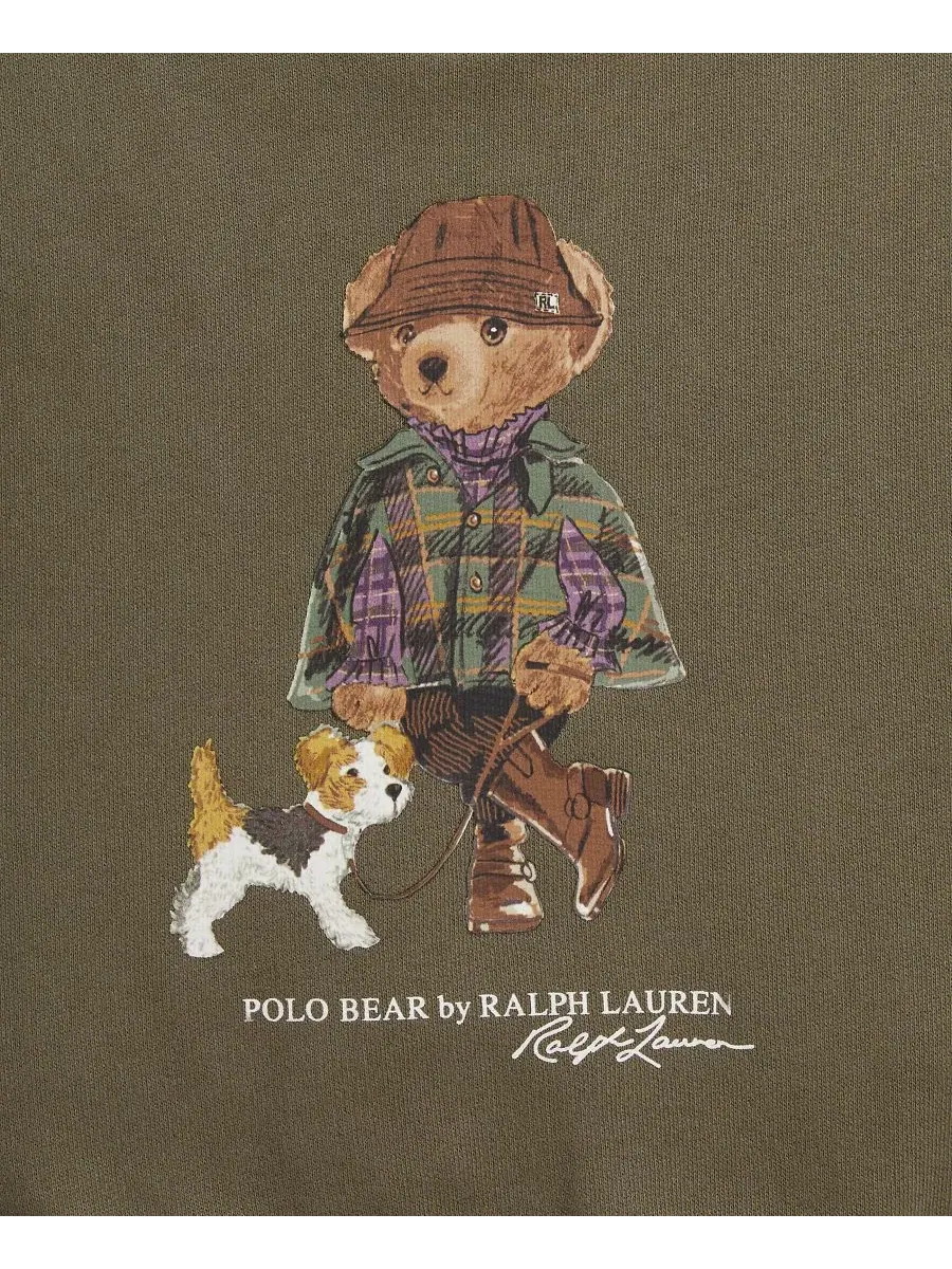 Детский свитшот с длинным рукавом и принтом Polo Bear Polo Ralph Lauren — изображение 6 из 6, оливковый