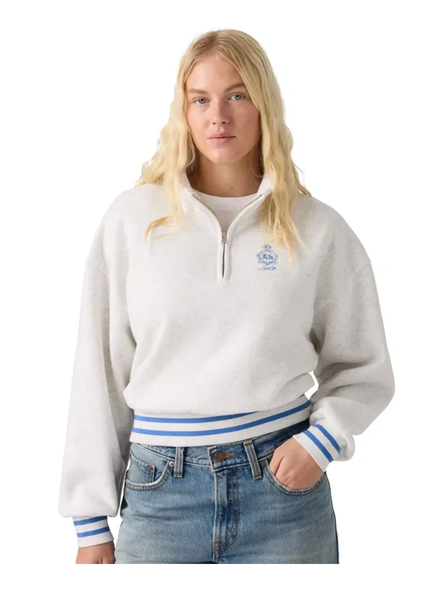 Свитшот женский с четверть-молнией Cotton-Blend Everyday Sweatshirt Levi's — изображение 1 из 4, серый