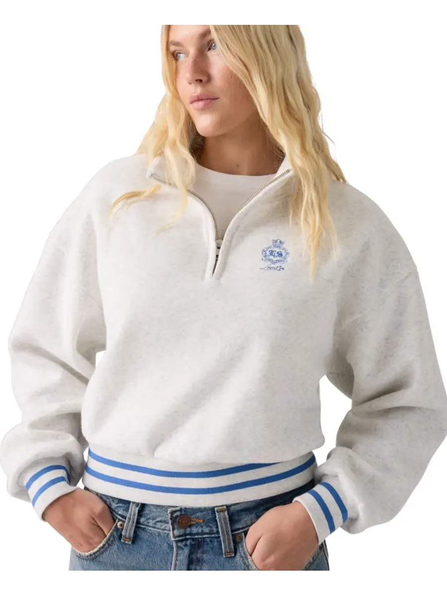 Свитшот женский с четверть-молнией Cotton-Blend Everyday Sweatshirt Levi's — изображение 3 из 4, серый